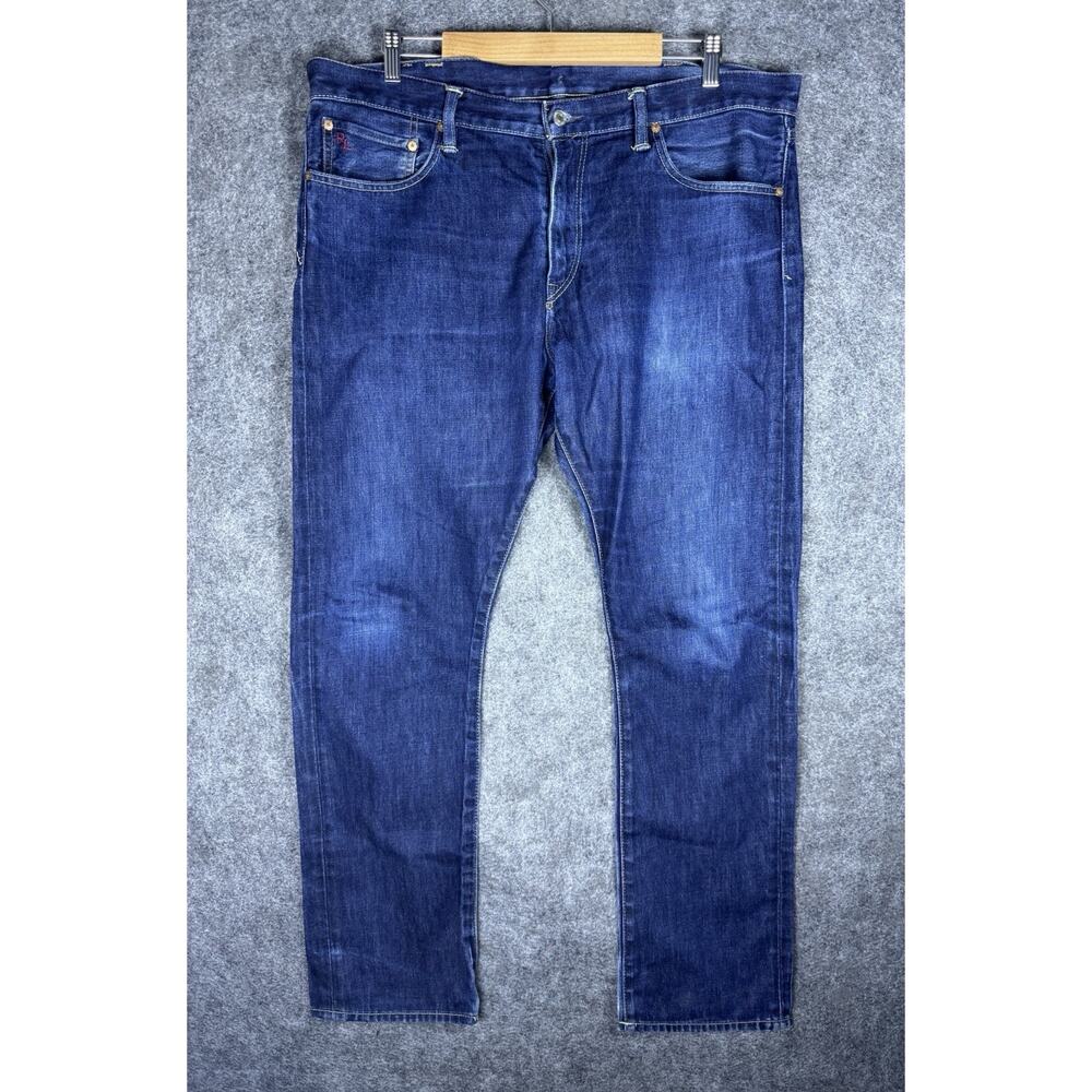 Polo Ralph Lauren Jeans Mens Size Tag 38x32 Fits 40x32 Denim Blue Slim Straight